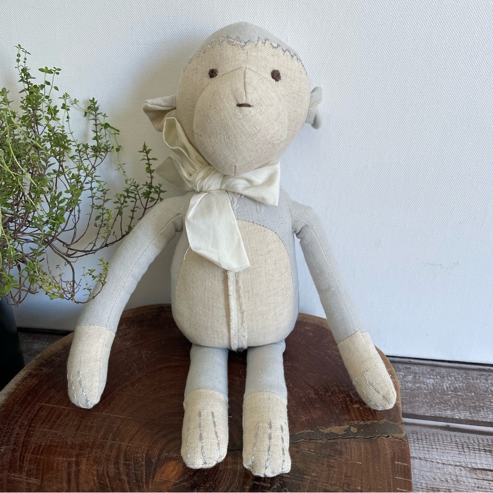 Pottery Barn Kid plush stuffed animal baby nursery elephant monkey gray neutral - Picture 9 of 14